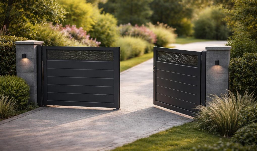 portail-moderne-metal-jardin-verdoyant
