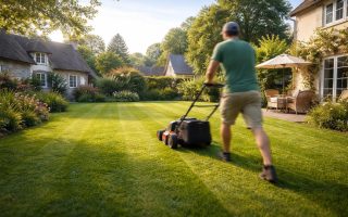 jardin-pelouse-tondue-maisons-ciel-degage