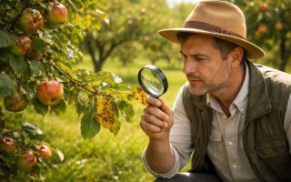 verger-arbres-malades-personne-loupe