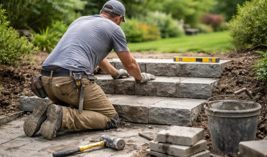 ouvrier-escalier-beton-jardin-outils