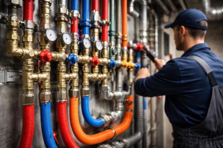 technicien-tuyaux-colores-plomberie-industrielle
