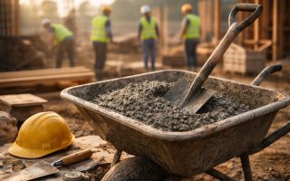 chantier-beton-brouette-outils