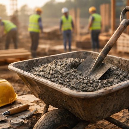 chantier-beton-brouette-outils