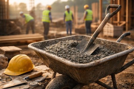 chantier-beton-brouette-outils