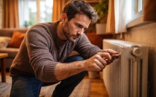 personne-agenouillee-radiateur-maison-confortable