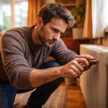 personne-agenouillee-radiateur-maison-confortable